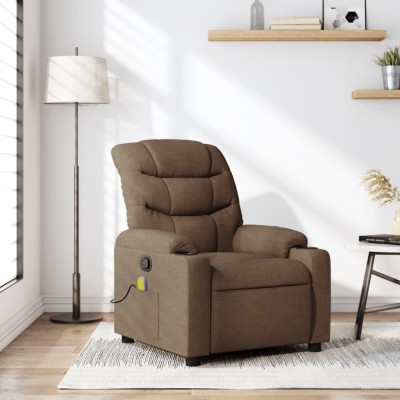 vidaXL Fotoliu de masaj rabatabil, maro, material textil foto