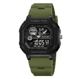 Ceas sport SKMEI 2641 bărbați, digital, verde militar, rezistent la apă 30M, funcție countdown