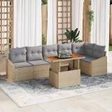 Cumpara ieftin Set de canapele pentru grădină 7 pcs Bej Rattan poli