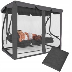 Plasa protectie insecte pentru leagan de gradina, cu fermoar vertical, 165x680 cm, gri Household NewTrend