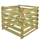 Pubela Compost Lemn vidaXL, 0.54m&sup3;, 90x90x85cm, Maro, Lada Compostare Gradina, Recipient Compost, Lemn Tratrat Anti-Putrezire