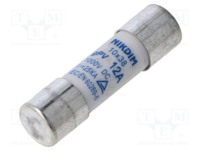 Siguranță cilindrică NIKDIM LTD 12A 1kV DC 10x38mm gPV foto