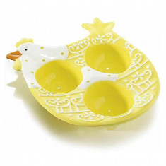 Platou ceramic Paste Gallina Yellow 3 oua 13 cm x 14.5 cm x 3.5 h foto