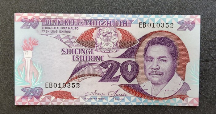 Tanzania - 20 Shilingi ND (1987) President Ali Hassan Mwinyi | Okazii.ro