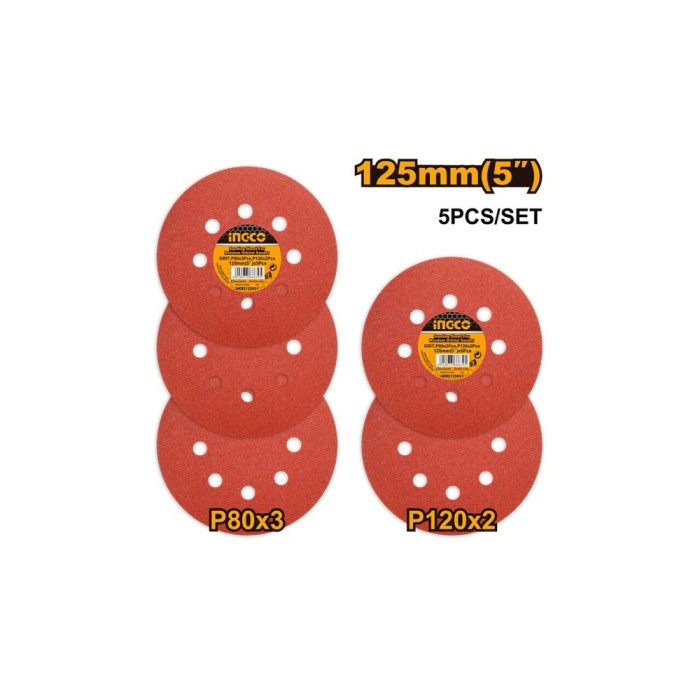 Smirghel 125 mm 5 bucati - Ingco AKRS125051