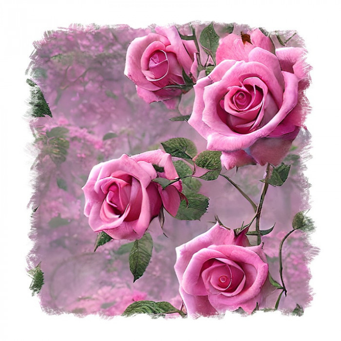 Sticker decorativ Trandafiri, Roz, 55 cm, 11257ST