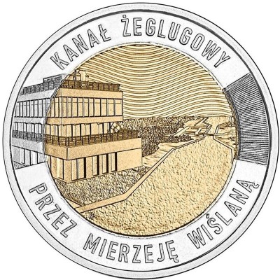 POLONIA 5 ZLOTI 2023 BIMETAL - The Vistula Split Canal , UNC foto