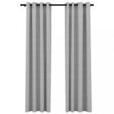 Cumpara ieftin Perdele opace, aspect panza, cu ocheti, 2 buc., gri, 140x245 cm
