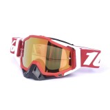 Ochelari Moto ATV / Enduro / Cross, FIXATO, Lentila Aurie, Rama Alb cu Rosu