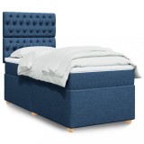 Cumpara ieftin Pat box spring cu saltea, albastru, 100x200 cm, textil