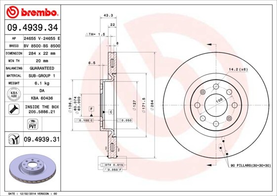 BREMBO 09.4939.31 PRIME LINE - UV Coated Disc frana