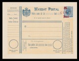 1901 Romania - Mandat postal 5b albastru cu supratipar 5b rosu