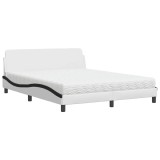 Cumpara ieftin Pat cu saltea, Dover, alb si negru, 160x200 cm, piele ecologica