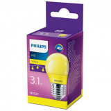 Bec LED COLORED YELLOW P45, E27, 3.1W (25W), lumina galbena, Philips