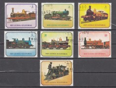 A12 S2 2 - Timbre foarte vechi - Guineea Ecuatoriala - locomotive