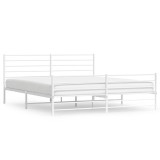 Cumpara ieftin Cadru de pat metalic cu tablie de cap/picioare, alb, 193x203 cm