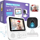 Baby Monitor Digital si Camera Audio-Video Wireless Pentru Supraveghere Bebe, baterie1500mAh, Ecran IPS 2.8&rdquo; cu Night Vision, Notificari Sunete, Tempe
