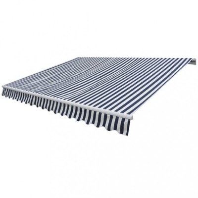Copertină pliabilă cu acționare manuală, 300 cm, albastru/alb foto