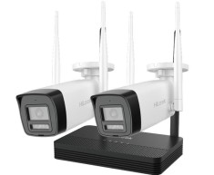 Kit supraveghere IP wireless HiLook, 2 camere bullet, 2MP, IR 30m, Audio bidirectional, slot microSD, NVR 4 canale - IKS-2042BH-PH/W SafetyGuard Surve