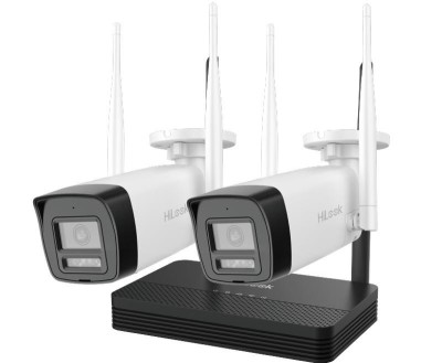 Kit supraveghere IP wireless HiLook, 2 camere bullet, 2MP, IR 30m, Audio bidirectional, slot microSD, NVR 4 canale - IKS-2042BH-PH/W SafetyGuard Surve foto