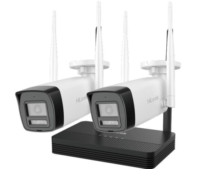 Kit supraveghere IP wireless HiLook, 2 camere bullet, 2MP, IR 30m, Audio bidirectional, slot microSD, NVR 4 canale - IKS-2042BH-PH/W SafetyGuard Surve