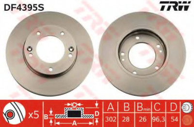 Disc frana KIA SORENTO I (JC) (2002 - 2009) TRW DF4395S foto