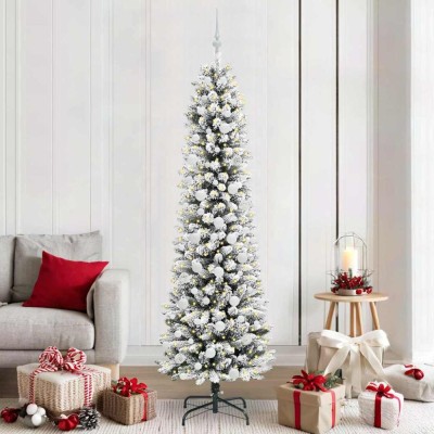 vidaXL Brad de Crăciun artificial cu 300 LED Verde și alb 210 cm 3396120 foto