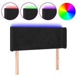 Cumpara ieftin Tablie de pat cu LED, negru, 103x16x78/88 cm, catifea