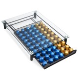 Suport Capsule Cafea Nespresso Navaris, 60 Capsule, Sticla Neagra, Sertar Organizator Accesorii Espressoare