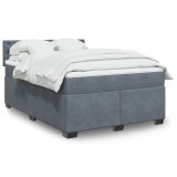 VidaXL Pat box spring cu saltea, gri &icirc;nchis, 140x200 cm, catifea 3288643