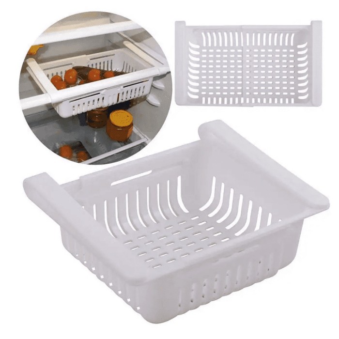 Organizator frigider sau raft Extensibil Koken, din plastic, 28x15.5x6 cm, Alb - 1 Organizator