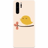 Husa silicon pentru Huawei P30 Pro, Flat Minimal Cute Bird Illustration