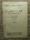 Revista - Cuget Clar - Noul Semanator - condusa de N. Iorga - ANUL I NR. 13 7 OCTOMBRIE 1936