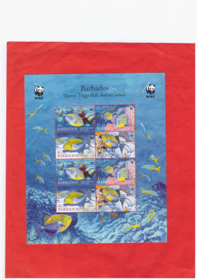 WWF-2006=379 BARBADOS-kleinbogen cu 2 serii tematica pesti-QUEEN TRIGGERFISCH foto