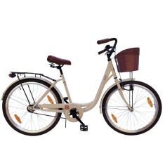 Bicicleta de oras DHS Maccina Avenue 26 inch, bej, cu cos si portbagaj