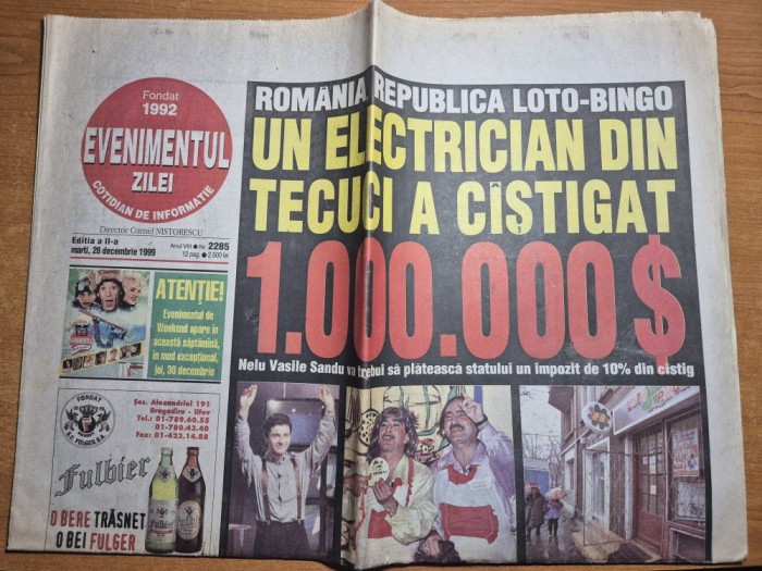 ziarul evenimentul zilei 28 decembrie 1999