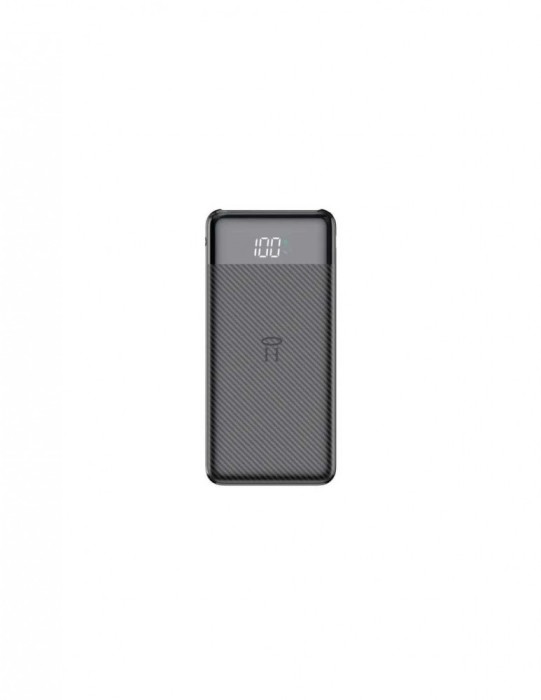 Baterie reincarcabila neagra, powerbank 10.000 mAh, display LED, Li-Po, 2 X USB, 1 X USB-C, 37Wh, 135.5 &times; 67 &times; 15 mm