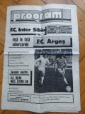 Program de Fotbal de la Meciul F.C Inter Sibiu -F.C.Arges-1989-Divizia A