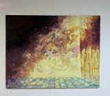 Flăcări de pădure &ndash; tablou abstract contemporan, ulei pe p&acirc;nză, 120 &times; 100 cm