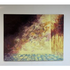 Flăcări de pădure &ndash; tablou abstract contemporan, ulei pe p&acirc;nză, 120 &times; 100 cm