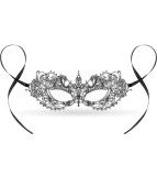 Masca carnaval dantela Silver Magic argintie 20.5 x 7.5 cm