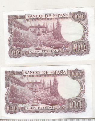 bnk bn Spania 100 pesetas 1970 - x2 serii consecutive foto