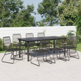 Cumpara ieftin Set cu masă pentru grădină, 9 piese, negru, ratan PVC