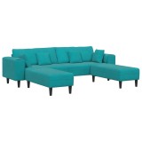 Canapea vidaXL Catifea Turcoaz, 4 locuri, 208 cm. Coltar extensibil, design modern, perne incluse. Livrare gratuita!
