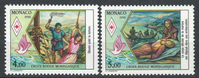 Monaco 1990 Mi 1957/58 MNH - Crucea Roșie: Sf&amp;acirc;ntul Devot, Patronul Monaco (IV) foto