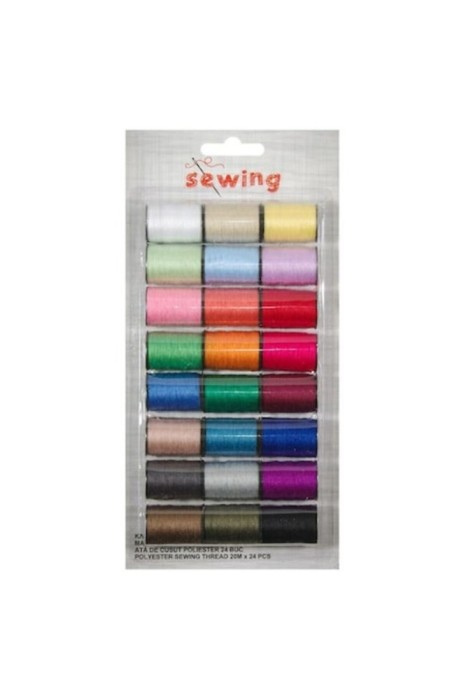 Set ata pentru cusut, 24 papiote, 20 m/papiota, multicolor, poliester