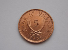 5 CENTS 1966 UGANDA foto