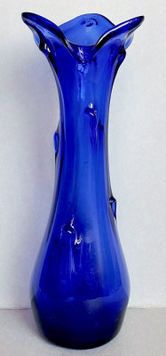 Vaza mare albastru cobalt 35cm, produsa Fabrica Sticla Tomesti, imitatie Murano foto