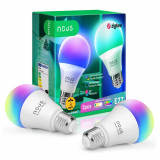 Set 2 becuri LED RGB Smart NOUS P3Z ZigBee, E27, Control din aplicatie