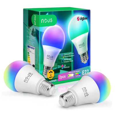 Set 2 becuri LED RGB Smart NOUS P3Z ZigBee, E27, Control din aplicatie foto